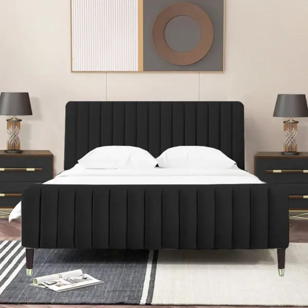 Giường Ngủ Hiện Đại Khung Gỗ Bọc Nệm Vải Nhung