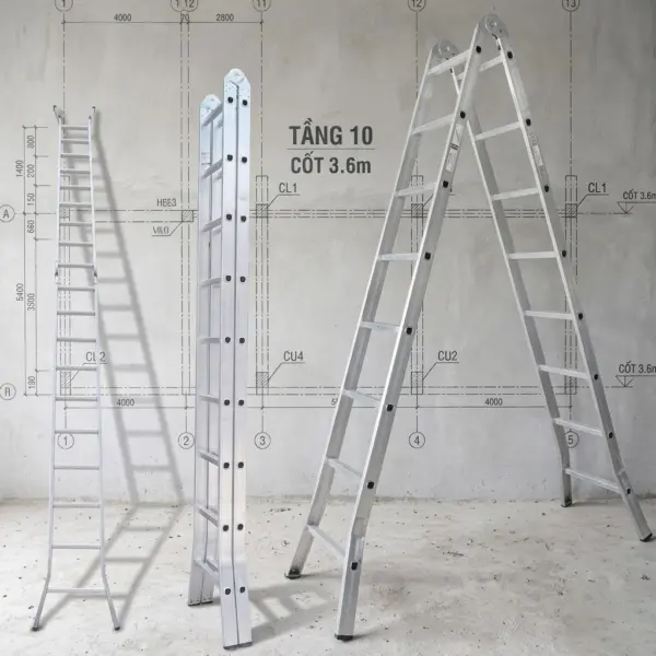 Thang Nhôm Rút Trượt Chữ A DAKITA